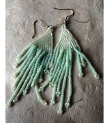 Hand Crocheted Glass Bead Ear Ring  