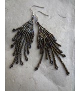 Hand Crocheted Glass Bead Ear Ring  