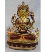 Chenrezig 21cm with copper & gold